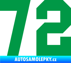 Samolepka Startovní číslo 72 zelená