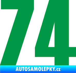Samolepka Startovní číslo 74 typ 2     zelená