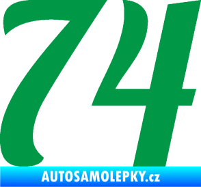 Samolepka Startovní číslo 74 typ 3   zelená