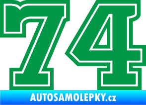 Samolepka Startovní číslo 74 typ 5 zelená