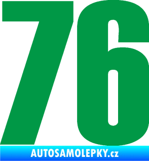 Samolepka Startovní číslo 76 typ 2       zelená