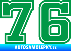 Samolepka Startovní číslo 76 typ 5 zelená