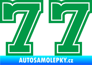 Samolepka Startovní číslo 77 typ 5 zelená