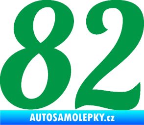 Samolepka Startovní číslo 82 typ 3   zelená