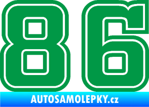 Samolepka Startovní číslo 86 typ 5 zelená