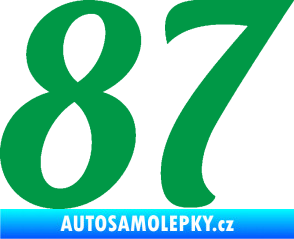 Samolepka Startovní číslo 87 typ 3   zelená