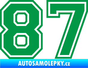 Samolepka Startovní číslo 87 typ 4 zelená