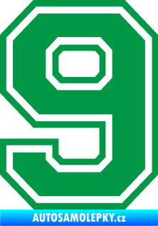 Samolepka Startovní číslo 9 typ 4 zelená
