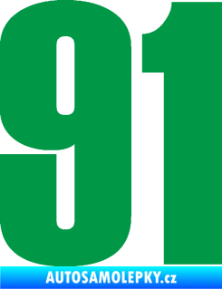 Samolepka Startovní číslo 91 typ 2 zelená
