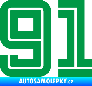Samolepka Startovní číslo 91 typ 7 zelená