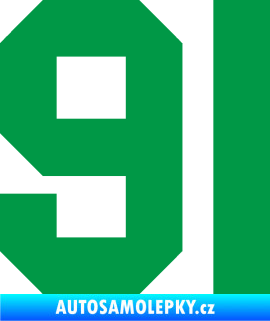Samolepka Startovní číslo 91 zelená