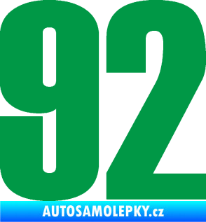 Samolepka Startovní číslo 92 typ 2  zelená