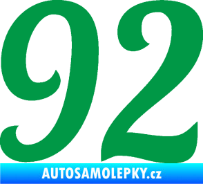 Samolepka Startovní číslo 92 typ 3   zelená