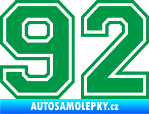 Samolepka Startovní číslo 92 typ 4 zelená