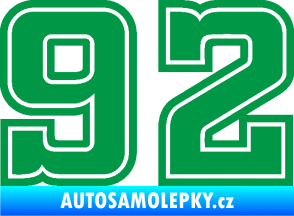 Samolepka Startovní číslo 92 typ 5 zelená