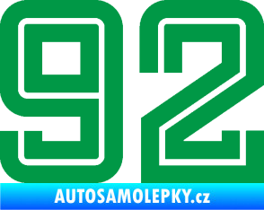 Samolepka Startovní číslo 92 typ 7 zelená
