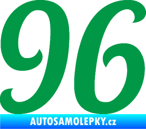 Samolepka Startovní číslo 96 typ 3    zelená