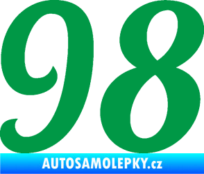 Samolepka Startovní číslo 98 typ 3   zelená