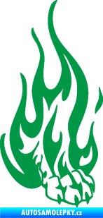 Samolepka Tlapa v plamenech pravá zelená