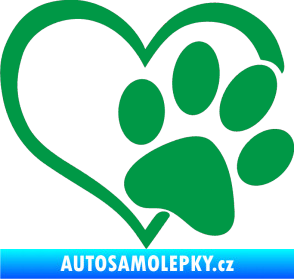 Samolepka Tlapka love pravá zelená