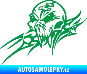 Samolepka Tribal skull levá lebka zelená