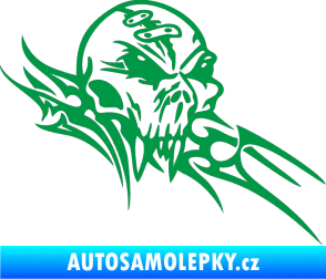 Samolepka Tribal skull pravá lebka zelená