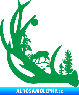 Samolepka Trofej s krajinou 001 levá myslivost zelená