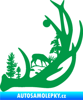 Samolepka Trofej s krajinou 001 pravá myslivost zelená