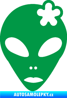 Samolepka UFO 009 slečna s kytičkou pravá zelená