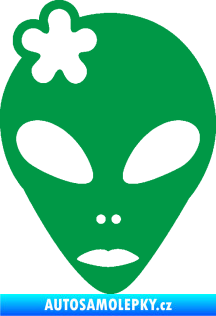 Samolepka UFO 009 slečna s kytičkou levá zelená