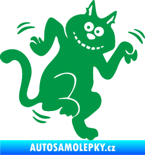 Samolepka Veselá kočka pravá zelená