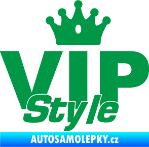 Samolepka VIP styl nápis s korunkou zelená