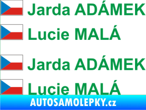 Samolepka Vlajka ČR se jménem zelená