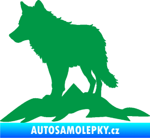 Samolepka Vlk 031 levá hory zelená