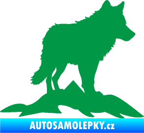 Samolepka Vlk 031 pravá hory zelená