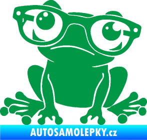 Samolepka Žába 011 levá kouká s brýlemi zelená
