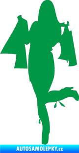 Samolepka Žena na nákupu 001 levá zelená