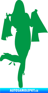 Samolepka Žena na nákupu 001 pravá zelená