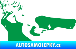 Samolepka Žena s pistolí pravá zelená