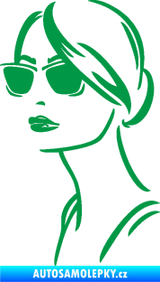 Samolepka Žena tvář 003 levá s brýlemi zelená