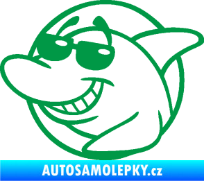 Samolepka Žralok 018 levá cool s brýlemi zelená