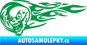 Samolepka Zubatka levá lebka v plamenech zelená