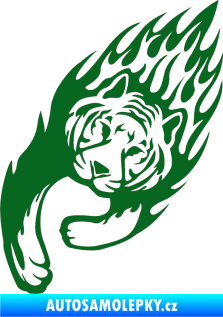 Samolepka Animal flames 015 levá tygr tmavě zelená