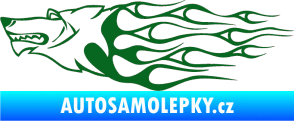 Samolepka Animal flames 017 levá vlk tmavě zelená