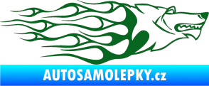 Samolepka Animal flames 017 pravá vlk tmavě zelená