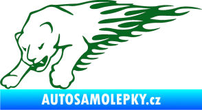 Samolepka Animal flames 020 levá puma tmavě zelená