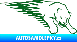 Samolepka Animal flames 020 pravá puma tmavě zelená