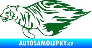 Samolepka Animal flames 021 levá tygr tmavě zelená