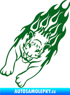 Samolepka Animal flames 024 levá tygr tmavě zelená