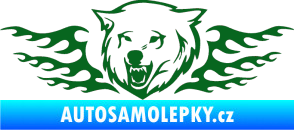 Samolepka Animal flames 034 levá  vlk tmavě zelená